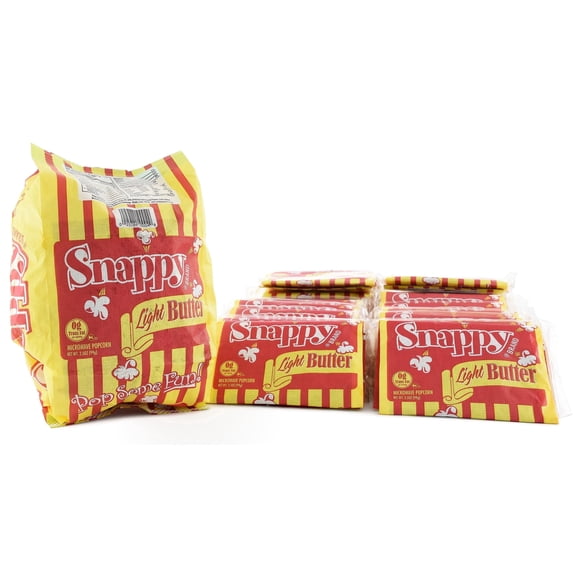 Snappy Light Butter Microwave Popcorn, 3.5 oz Bags, 48 Count, Non-GMO, Whole Grain
