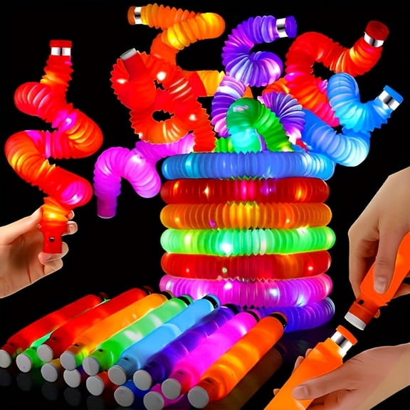 48 Pack Light up Pop Tubes, Light up Tubes Glow In The Dark Party Supplies, Light Up Glow Sticks, Pop Tubes Party Favors , Birthday Party favors Stocking Stuffers Birthday Party Return Gifts