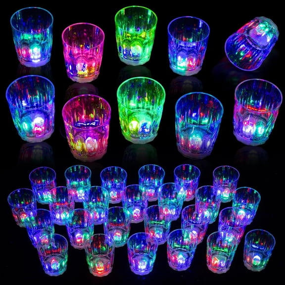 48 Pack Light up Shot Glasses Party Favors LED Flash Light Up Drinking Glasses Adults Shot Cups for Party Glow in the Dark Shot Glasses Supplies for Birthday Christmas Halloween Bar Easter