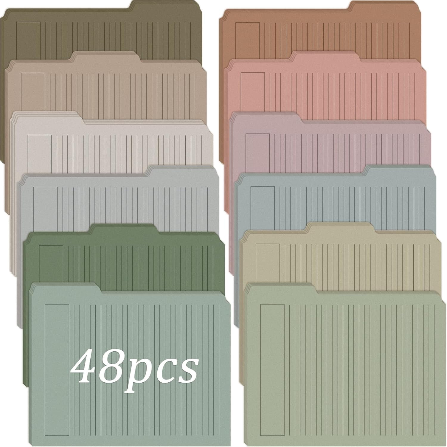 48 Pack Manila Lined Decorative File Folders Letter Size 1/3 Cut Tab ...