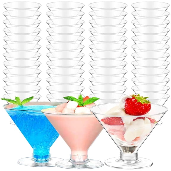 48 Pack Martini Glasses Plastic Dessert Bowls Disposable Cocktail Glasses Small Martini Cups Mini Unbreakable Ice Cream Bowls for Pudding/Salad/Snack/Fruit/Dessert/Cocktail, 150 ml/5 oz,Topboutique