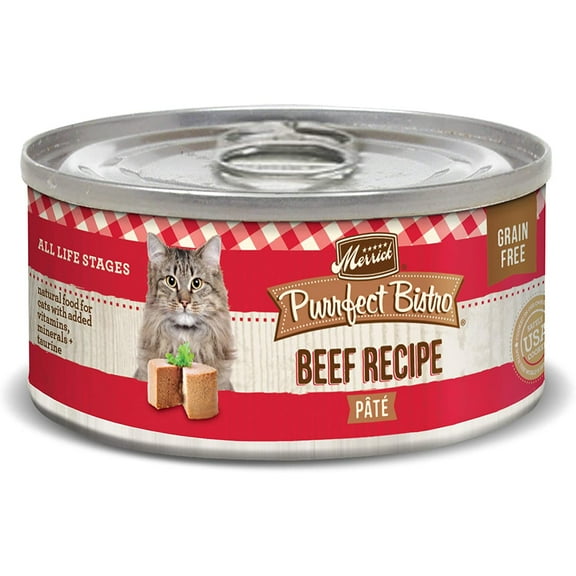 (48-Pack) Merrick Purrfect Bistro Grain Free Pate Wet Cat Food Beef, 3 oz
