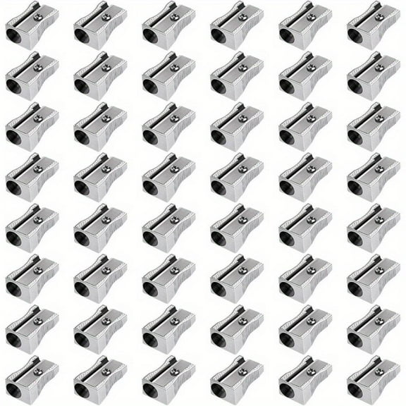 48 Pack Metal Pencil Sharpeners Handheld Metal Mini Pencil Sharpeners Manual Pencil Sharpeners with Single Hole Aluminum Alloy Sharpener for Standard Size Pencils
