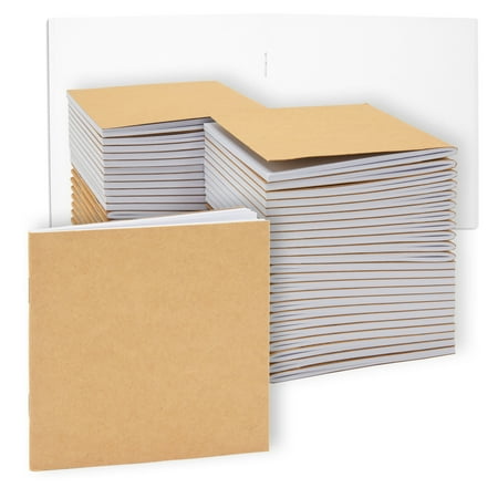48 Pack Mini Blank Books - Bulk Sketchbooks, Kraft Paper Notebooks for Office, Party Favors, Travel Writing (4x4 In)