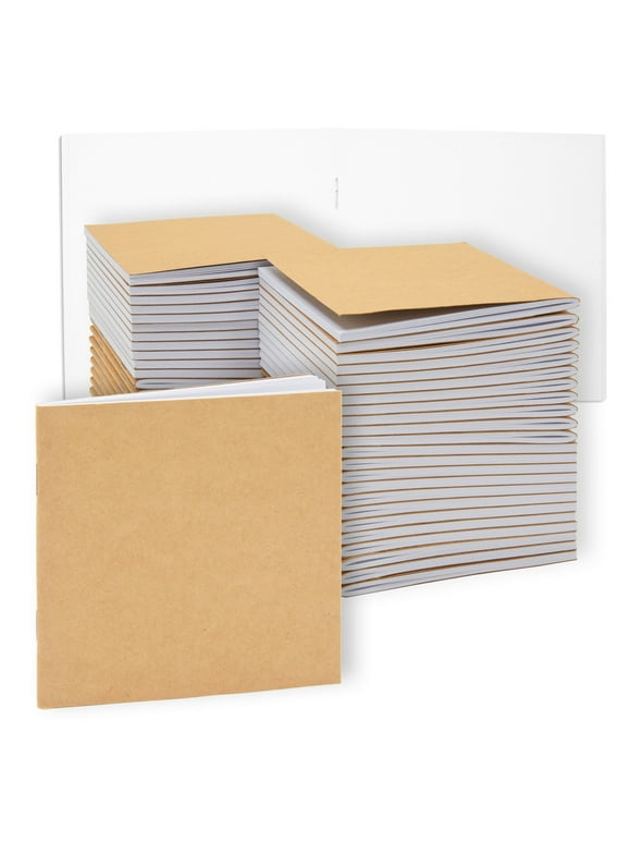 48 Pack Mini Blank Books for Kids - Bulk Sketchbooks, Kraft Paper Notebooks for Classroom, Party Favors, Travel Writing (4x4 In)