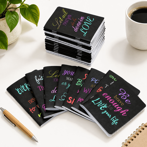 48-Pack Mini Pocket Inspirational Notebooks, 8 Styles, 3.5x5 Inch Ruled Pocket Journals