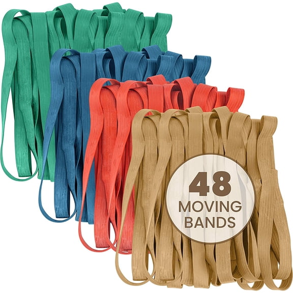 48 Pack Mover Bands – Extra Large Rubber Bands for Furniture & Moving Blankets – Heavy-Duty Stretch Bands in 4 Sizes (25", 30", 36", 42") – Secure Drawers, Doors & Covers During Moving & Storage