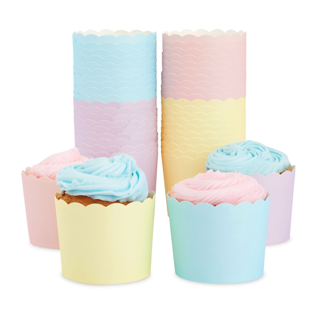 48 Pack Pastel Cupcake Liners Wrappers, Rainbow Color Muffin Paper