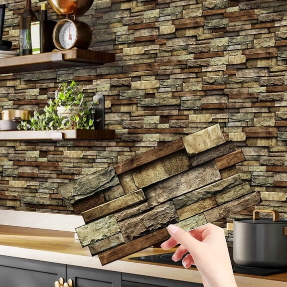 48 Pack Peel and Stick Decorative Wall Tiles 4.7×9.7 Inch, Waterproof Oil Resistant Self-Adhesive Backsplash Panels for Kitchen Bathroom Home Wall Renovation