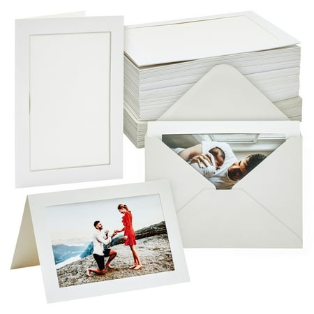 48 Pack Photo Frame Cards with Envelopes, Notecards for 4x6 Picture Insert (Ivory)