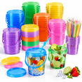 48 Pack Plastic Rum Buckets For Drinks With Straws Ice Cream Cocktail ...