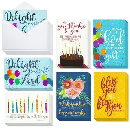 Faithful Finds Birthday Cards for Women - 48 Pack, 4 x 6 In, Multicolor, Contemporary - Christian Birthday Cards Bulk Set with Envelopes & Bible Verses
