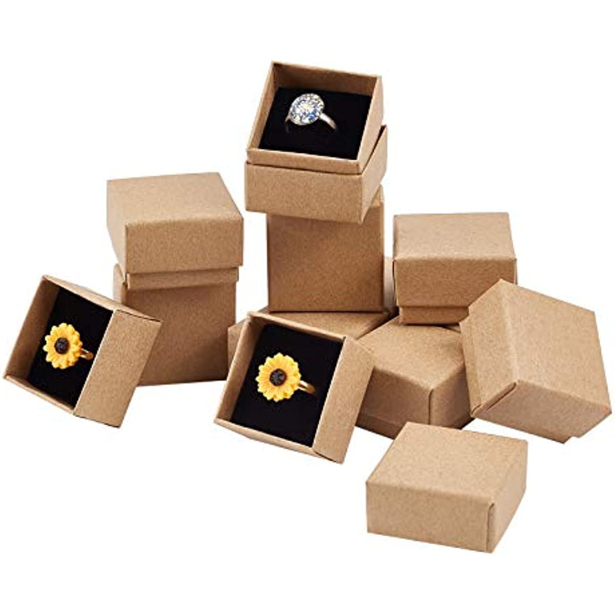 48 Pack Ring Box 1.5x1.5x1.1 Inch Jewelry Gift Boxes Christmas Box Square  Cardboard Jewelry Box with Foam Small Earring Packing Box for Valentine  Weddings Birthdays Christmas Business 