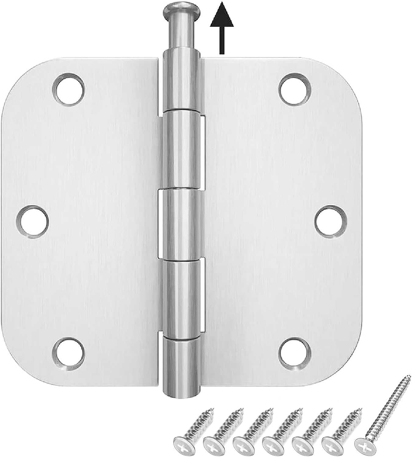 18 Pack Rounded Door Hinges 3.5 Inch with 5/8'' Radius Corner, Brushed