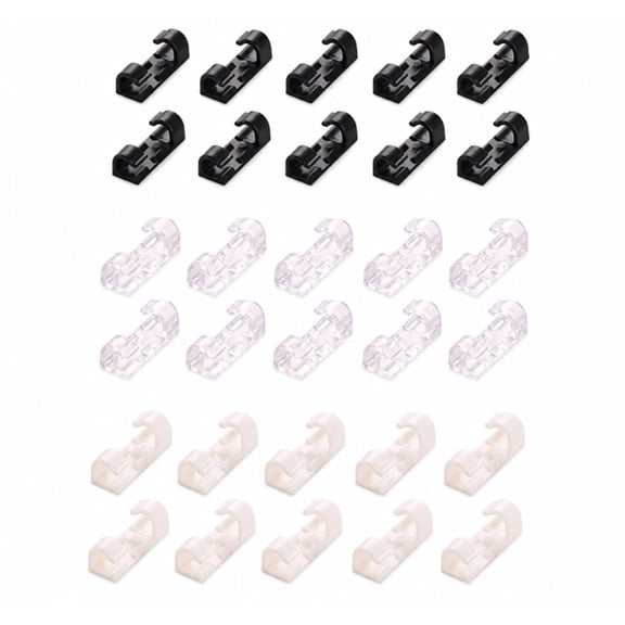 48 Pack Self Adhesive Cable Clips, Plastic Cord Organizers for Home, Office and Car Wire Management, TIKA