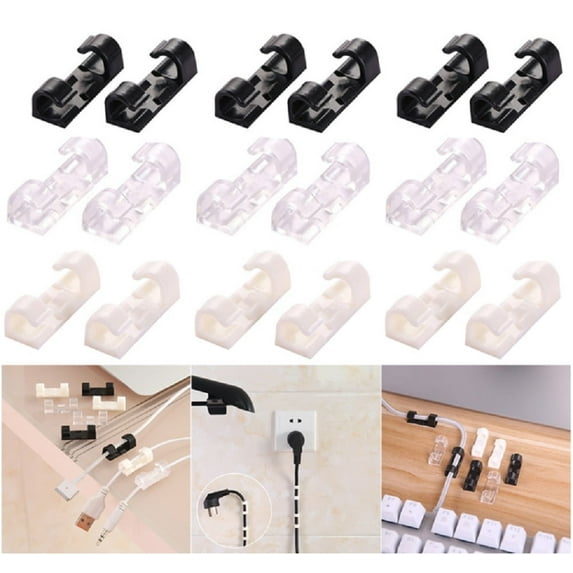 48-Pack Self-Adhesive Cable Clips – Versatile Plastic Cord Organizers for Home, Office & Car Wire Management TIKA