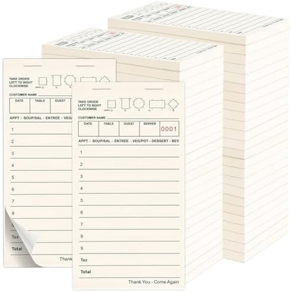 48 Pack Server Note Pads Bulk Recycled Guest Check Pads, Total 2400 Sheets 3.5 x 6.75 Inch Guest Checks Books for Servers, Green Numbered Waitress Notepads for Restaurant Bar Cafe Hotel