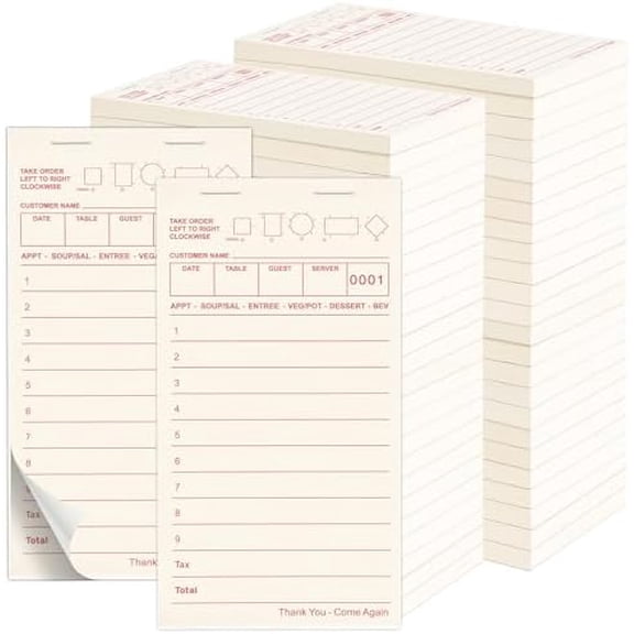 48 Pack Server Note Pads Bulk Recycled Guest Check Pads, Total 2400 Sheets 3.5 x 6.75 Inch Guest Checks Books for Servers, Pink Numbered Waitress Notepads for Restaurant Bar Cafe Hotel