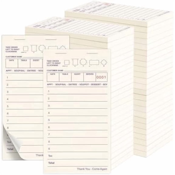48 Pack Server Note Pads Bulk Recycled Guest Check Pads, Total 2400 Sheets 3.5 x 6.75 Inch Guest Checks Books for Servers, Purple Numbered Waitress Notepads for Restaurant Bar Cafe Hotel