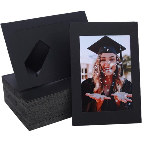 48 Pack Standing Paper Picture Frames,4x6Cardboard Photo Frame with Easel,Paper Photo Frame Cards,Gallery Frames Bulk For DIY,Father's Day,Mother's DayClassroom (black)