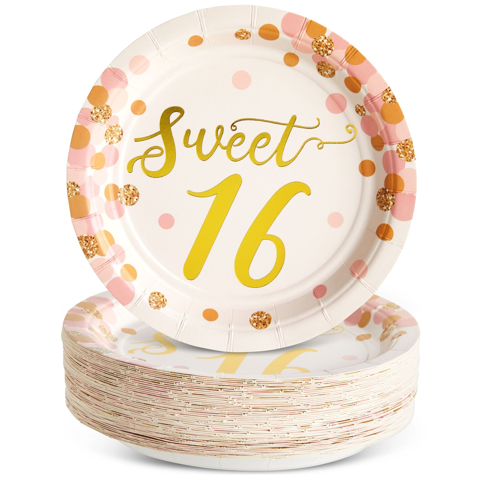 48-Pack Sweet 16 Paper Plates for Girls 16th Birthday Party Supplies & Decorations, 7 inch Disposable Dessert Plate, Rose Gold - Walmart.com