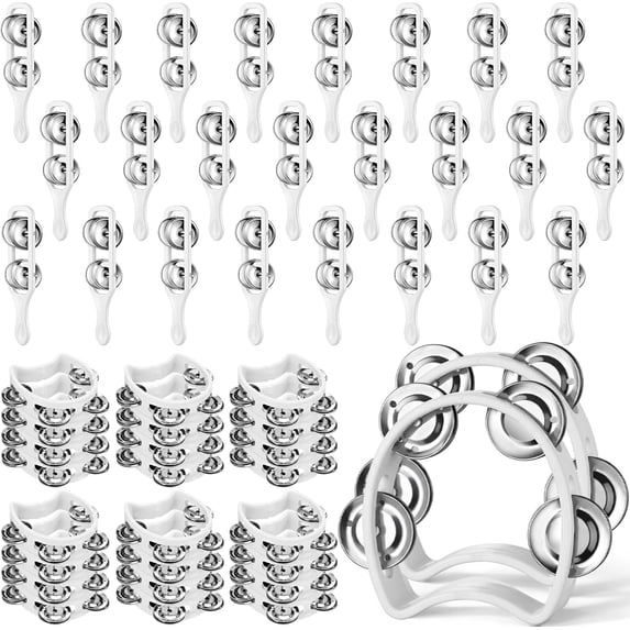 48 Pack Tambourine Set Includes 24 Mini Handheld Tambourines and 24 ...