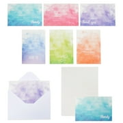48 Pack Thank You Cards and Envelopes, Bulk Blank Note, 6 Ombre Watercolor Designs for Baby Shower Bridal Shower Graduation Wedding, 4x6 in