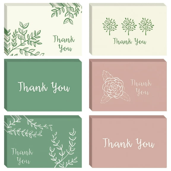 BEST PAPER GREETINGS 48 Thank You Notes Set - 4 x 6 In, Multicolor Floral Prints & Envelopes - Sage, Pink & Cream Accents for Wedding, Baby Shower & Business Thank You