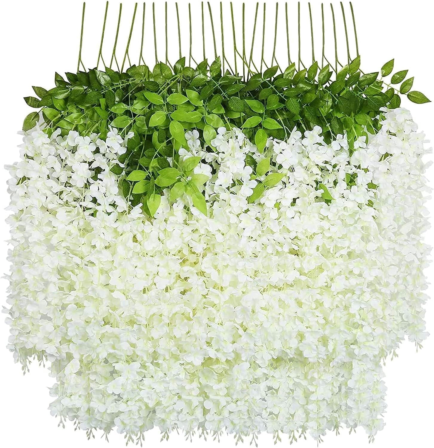 Artificial Flower String 48 Pack (Total 172.8 Feet) Artificial Fake Wisteria Vine Rattan Hanging ...