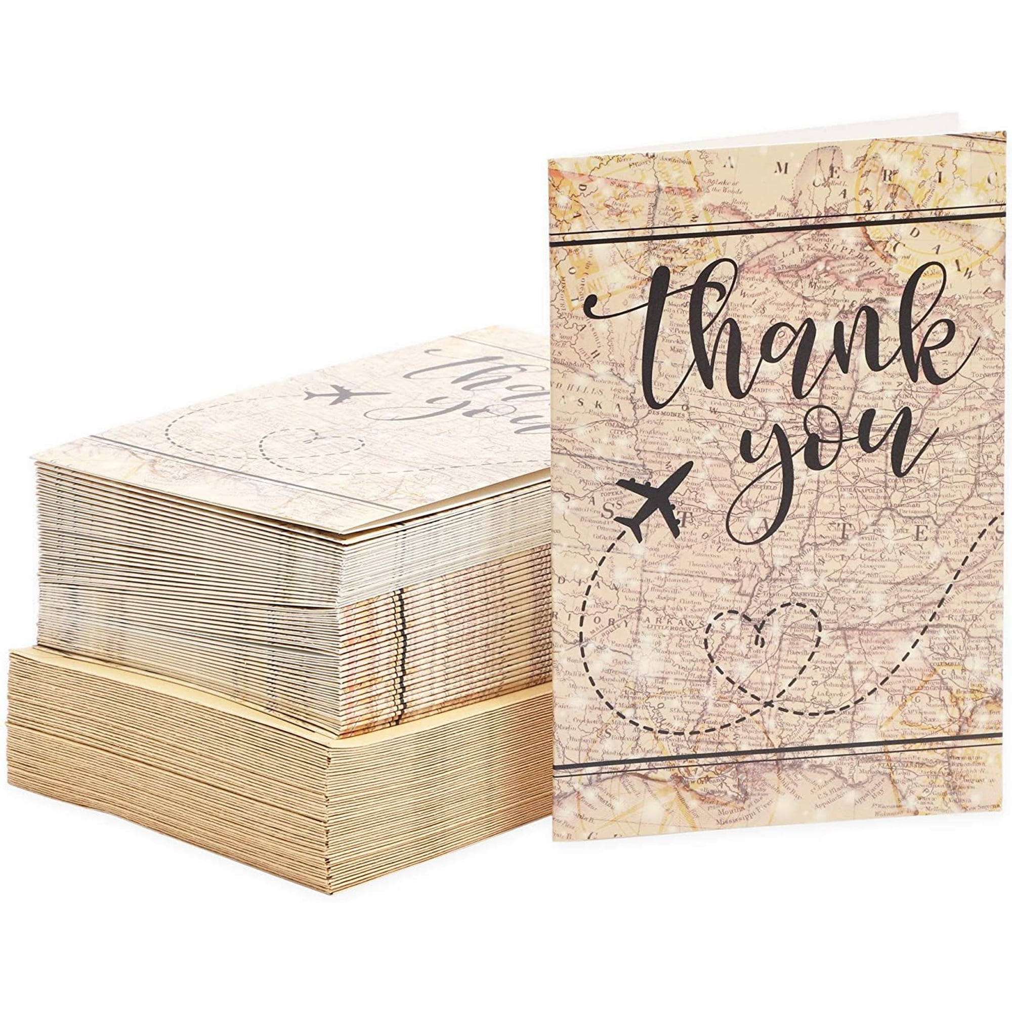 48 Pack Travel Thank You Cards with Envelopes, 4x6 Notecards with