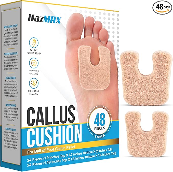 48Pack U Shaped Felt Callus Pads Metatarsal Pads Forefoot Foot Pads