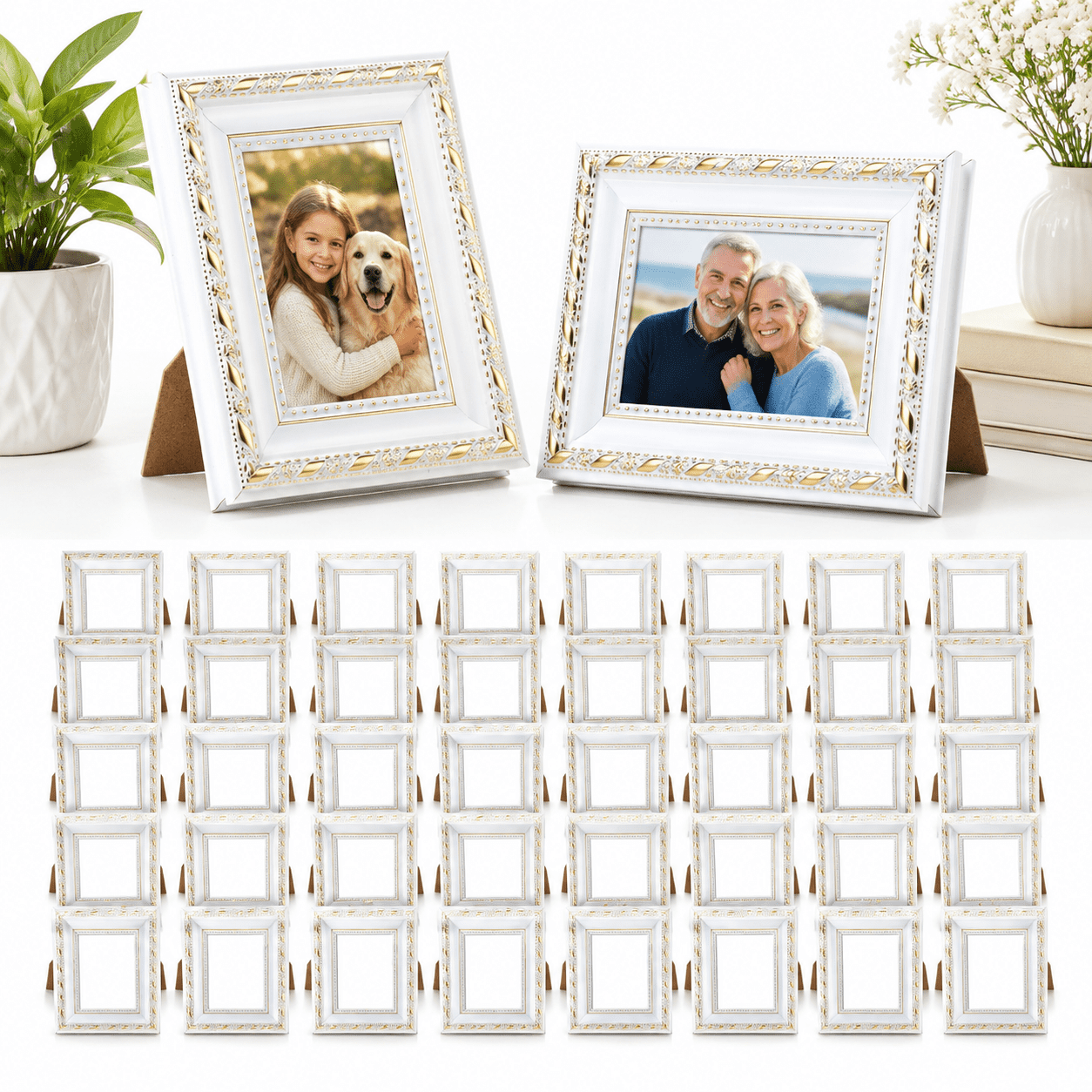 Healthy Design Frame 48 Pack White Small Picture Frames, 2x3 Inch, Retro Design for Table or ...