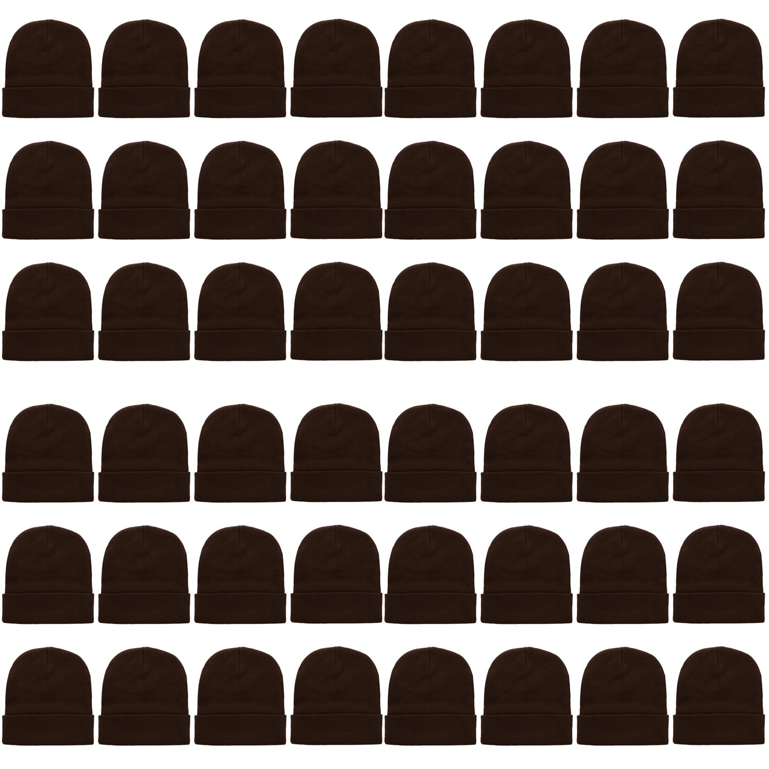 48 Pack Wholesale Winter Beanie Hat Unisex Bulk Skull Knitted Ski Cap For Cold Weather - Brown