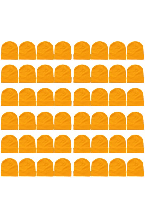 48 Pack Wholesale Winter Beanie Hat Unisex Bulk Skull Knitted Ski Cap For Cold Weather - Gold