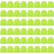 48 Pack Wholesale Winter Beanie Hat Unisex Bulk Skull Knitted Ski Cap For Cold Weather - Neon Yellow