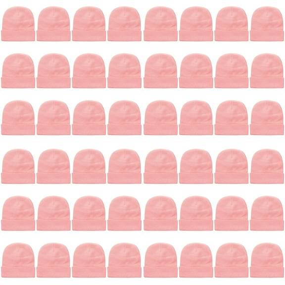 48 Pack Wholesale Winter Beanie Hat Unisex Bulk Skull Knitted Ski Cap For Cold Weather - Pink