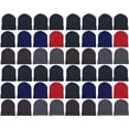 thumbnail image 1 of 48 Pack Winter Beanies, Wholesale Bulk Cold Weather Warm Knit Skull Caps, Mens Wommens Unisex Hats (Assorted Solids), 1 of 7