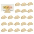 thumbnail image 1 of 48 Pack Wood Place Card Holder, Wooden Table Number Holders Clip for Table Rustic Wedding Name Stands Sign Photo Menu Display Banquet Birthday Party, Half-Round Wood Color, 1 of 6