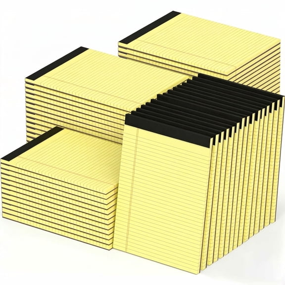 48 Pack Yellow Legal Pads 8.5 X 11 Wide Ruled Perforated Note | 30 Sheets Per Pad Thick Paper Easy Pages Smooth Writing Office Sc