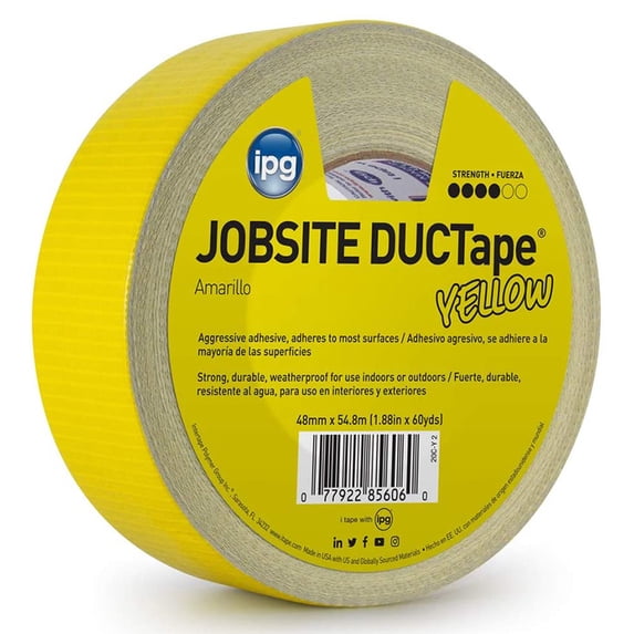 48-Pack of 1.88” x 60 yds Intertape 2CYL2 Jobsite Yellow General Purpose Duct Tape Colored