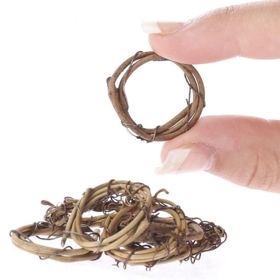48 Pack of Miniature Grapevine Twig Wreaths - Mini Dried Twig Rings for Tiny Crafts, and DIY Decor