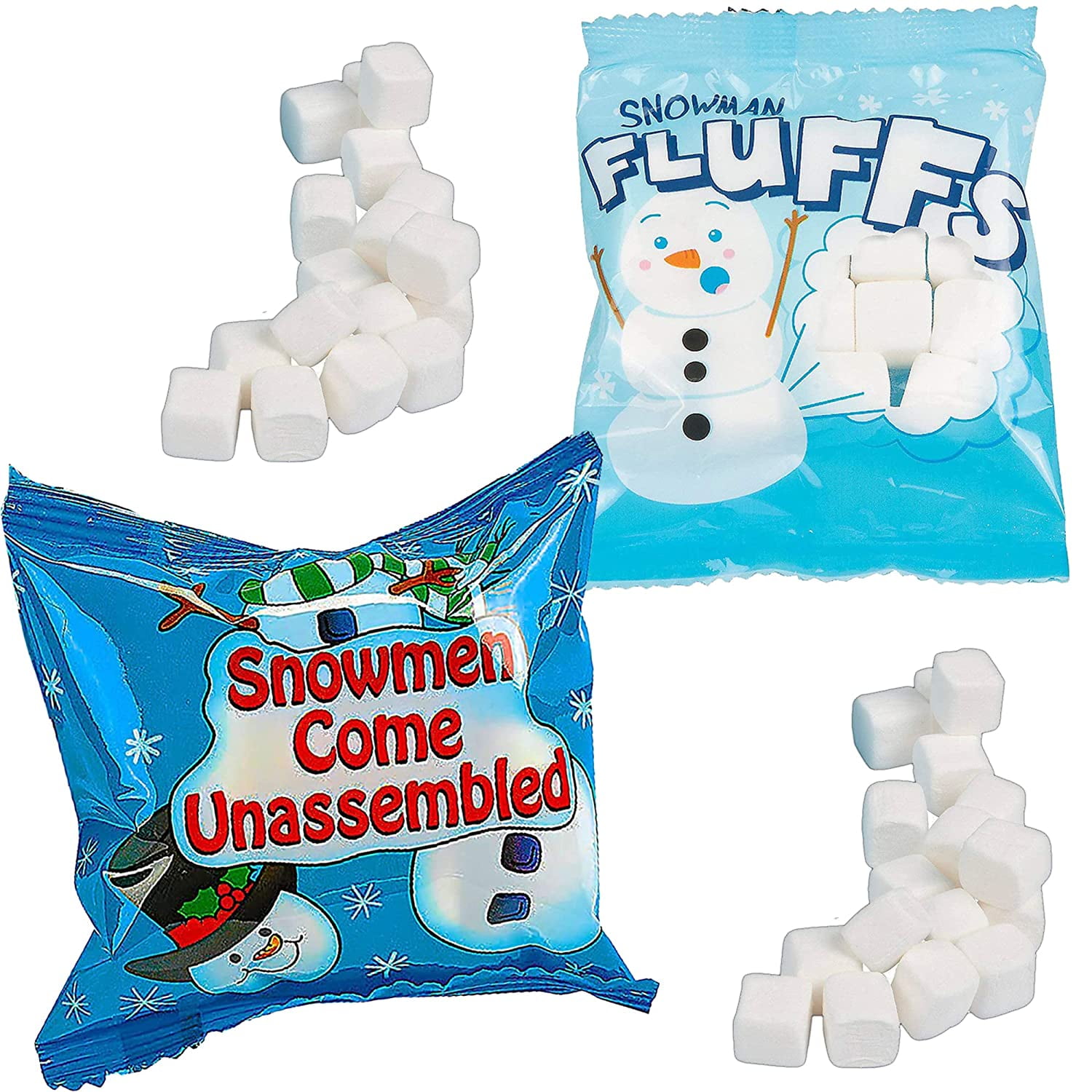 48 Packets Mini Marshmallow Packs for Hot Chocolate Bulk Individually Wrapped Christmas Snowman