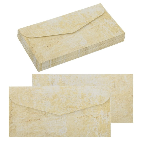 48 Packs Envelopes Vintage Aged Paper Beige Linear-9 x 4 Inch for Letter Writing, Invitations