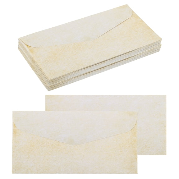 48 Packs Envelopes Vintage Aged Paper Light Yellow-9 x 4 Inch for Letter Writing, Invitations