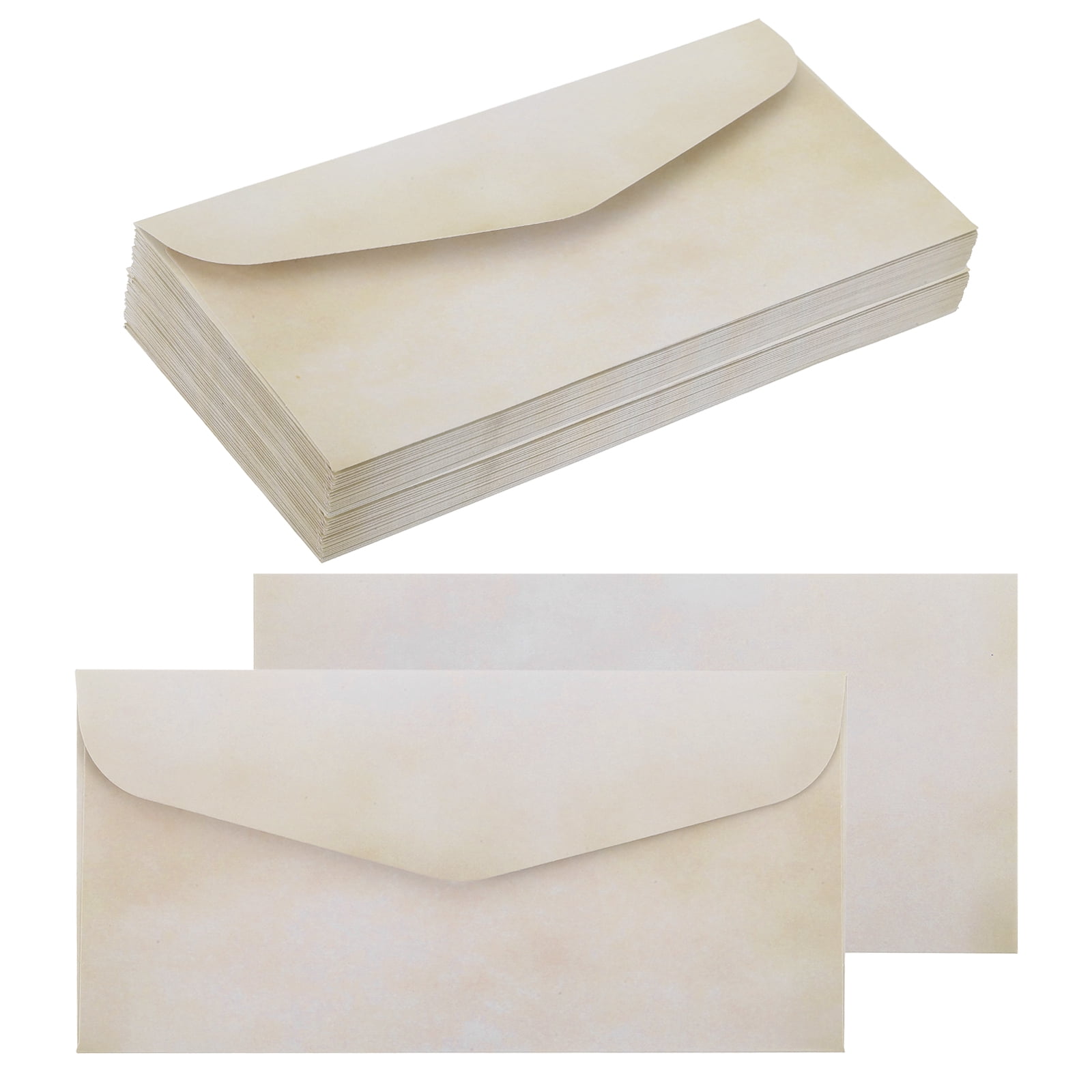48 Packs Envelopes Vintage Aged Paper White Brown Gradient-9 x 4 Inch for Letter Writing, Invitations