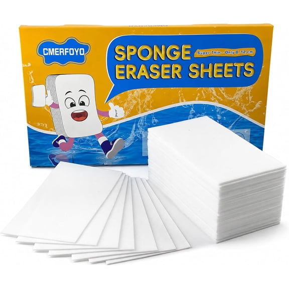 48 Pads Magic Sponge Eraser Sheets, Super Thin 0.12cm Disposable Melamine Sponge Sheets, 4X High Density Melamine Foam Sheet Flexible White Cleaning Eraser Wipes for Kitchen Sink Shoes Dish Faucet