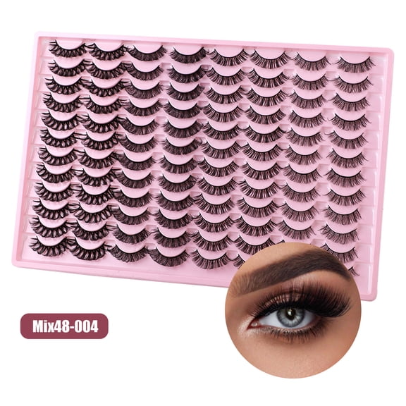48 Pairs Large Capacity Russian DD-Curve False Eyelashes - Thick 3D Synthetic Lashes, Curly Voluminous Look for Daily & Party Makeup