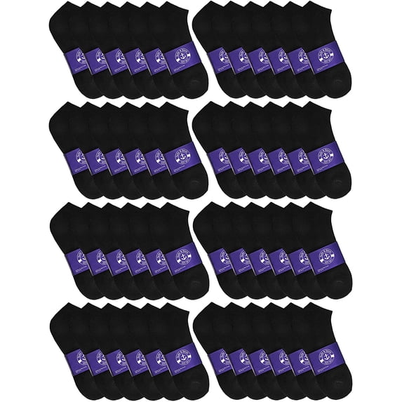 48 Pairs Low Cut Socks, Mens & Womens Ankle Socks, Cotton, Cheap Value Sock, Donation Homeless, Lightweight Bulk (48 Pairs Mens Black)