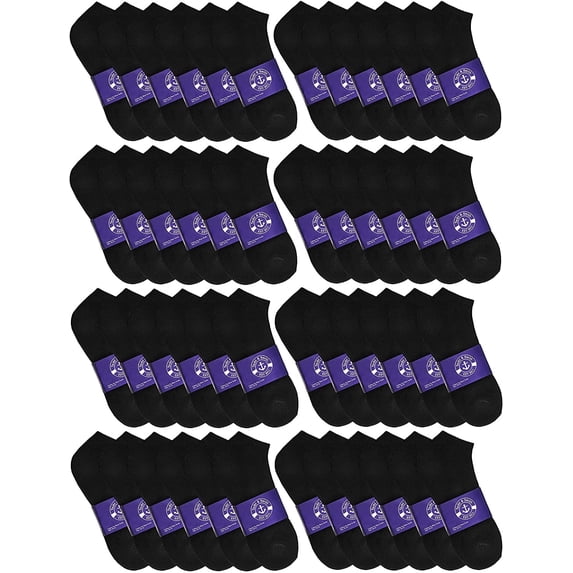 48 Pairs Low Cut Socks, Mens & Womens Ankle Socks, Cotton, Cheap Value Sock, Donation Homeless, Lightweight Bulk (48 Pairs Womens Black)