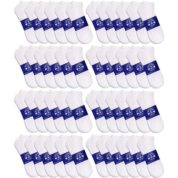 48 Pairs Low Cut Socks, Mens & Womens Ankle Socks, Cotton, Cheap Value Sock, Donation Homeless, Lightweight Bulk (48 Pairs Womens White)